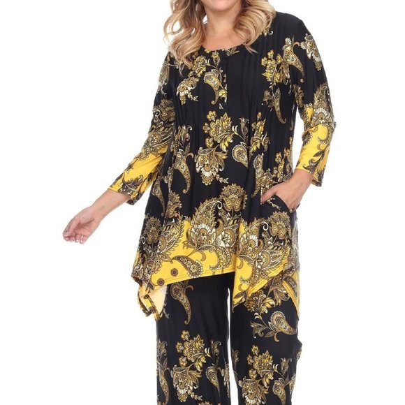 White Mark Pants - Plus Size Head to Toe Printed Set WMPSSET-040